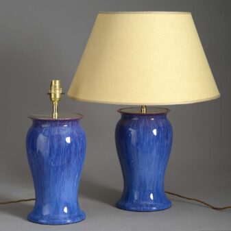 Pair of Blue Flambé Vase Lamps