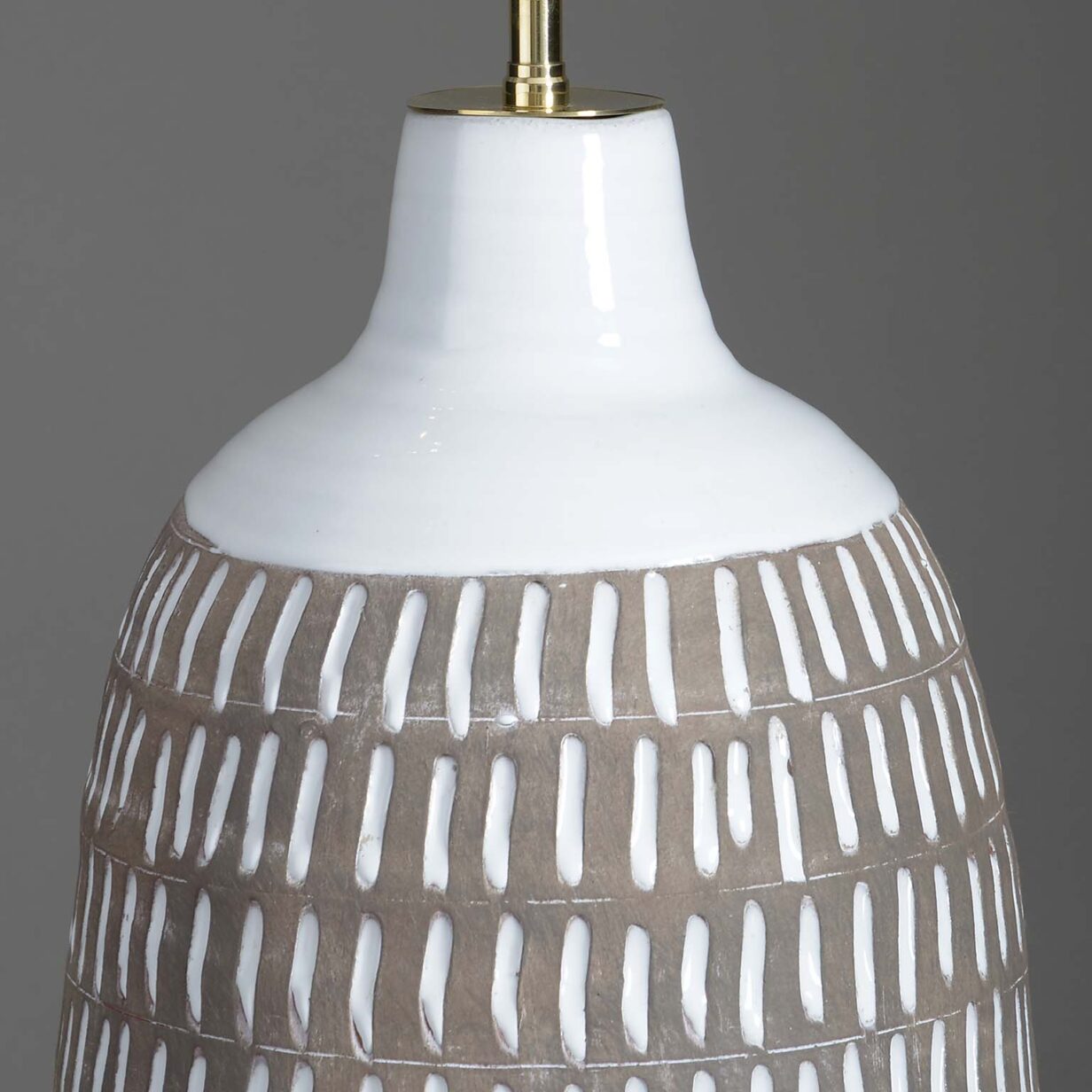 Incised pottery vase lamp