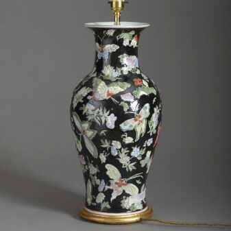 Famille noire porcelain vase lamp