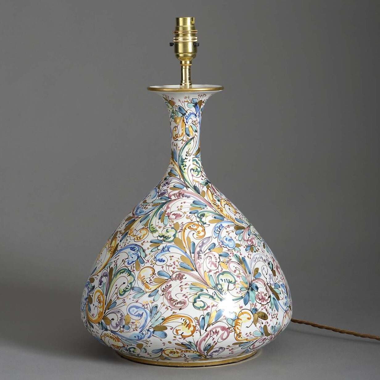 Polychrome and gilt vase lamp