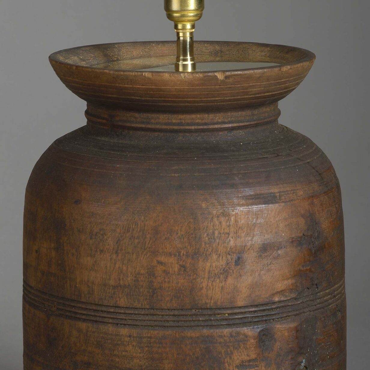 Early 20th century turned wooden tekhi jar lamp