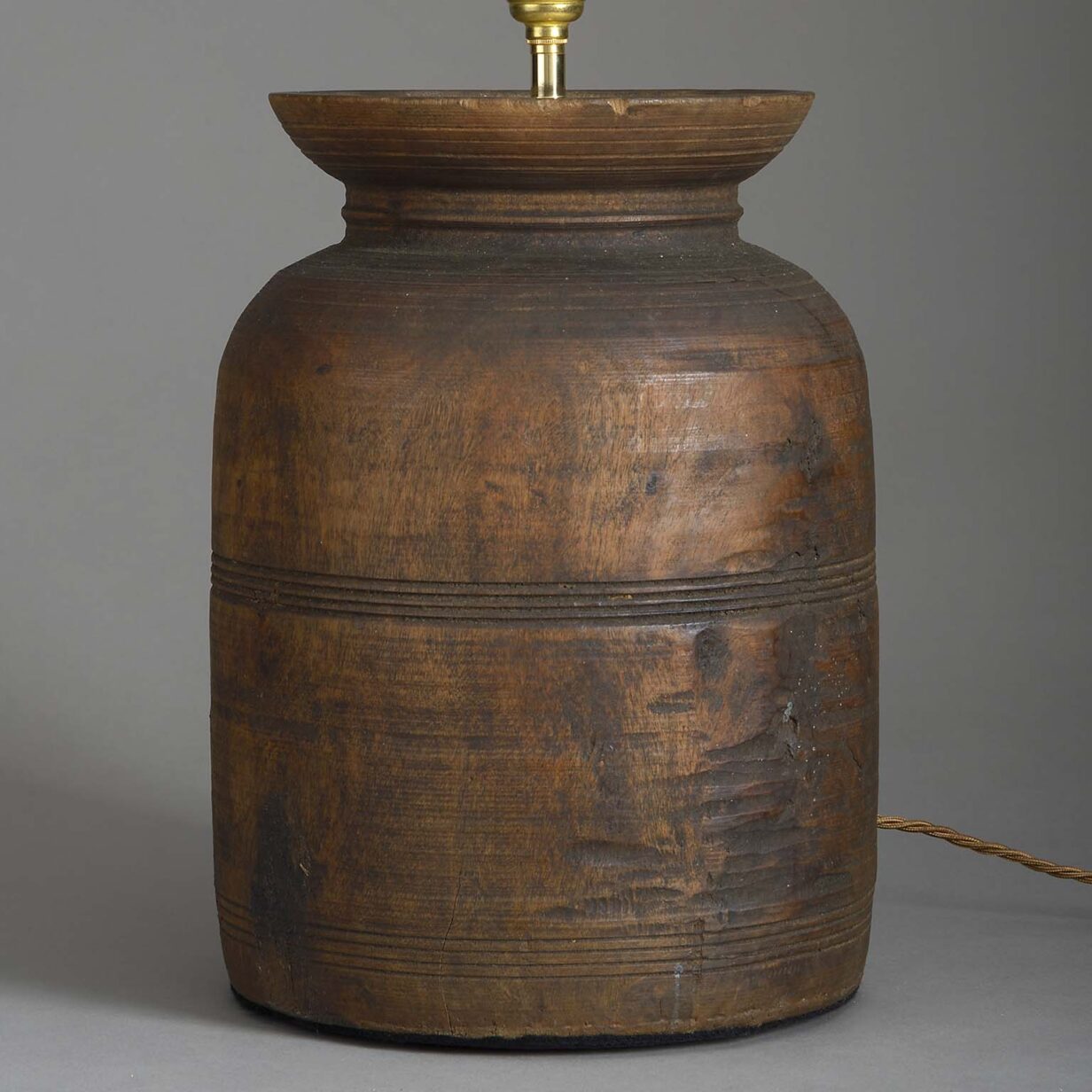 Early 20th century turned wooden tekhi jar lamp