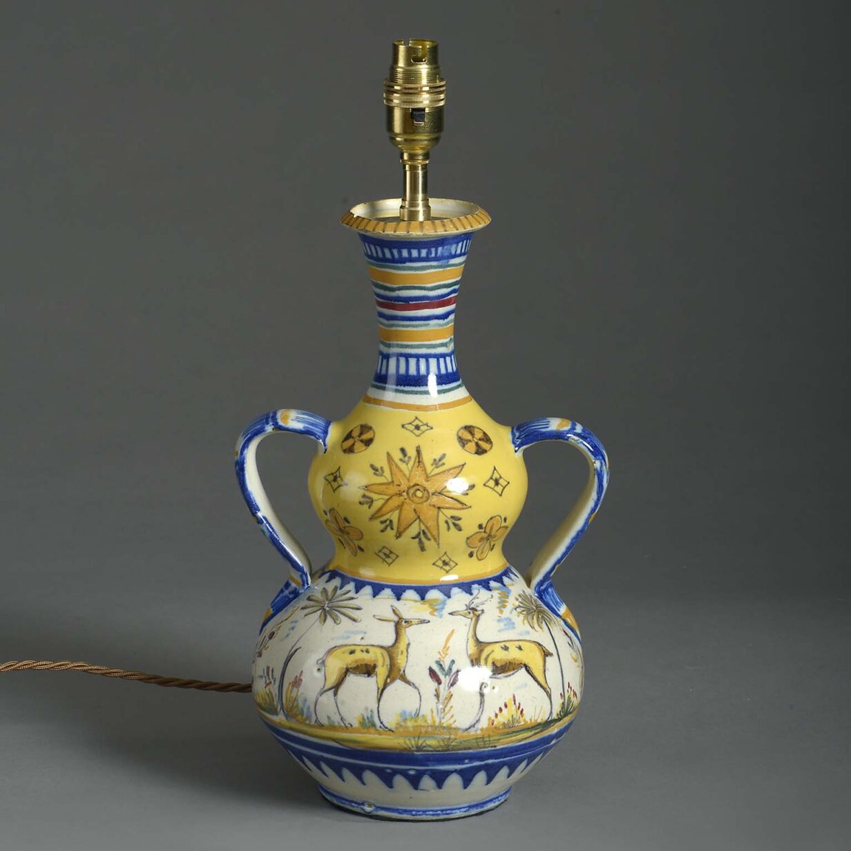 Faience pottery vase lamp