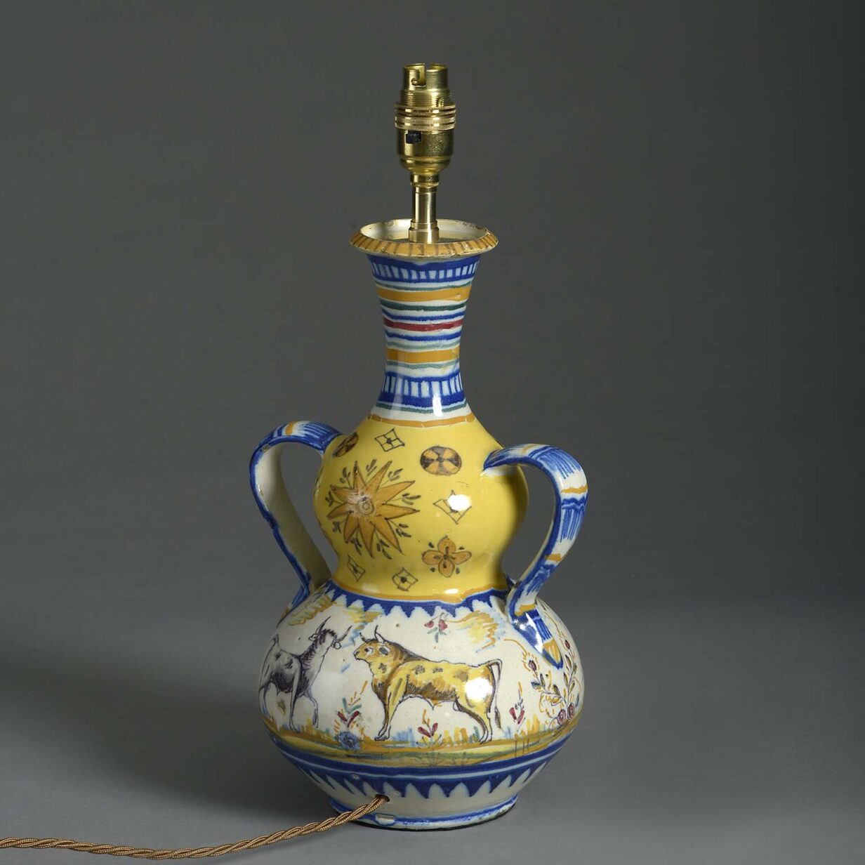 Faience pottery vase lamp