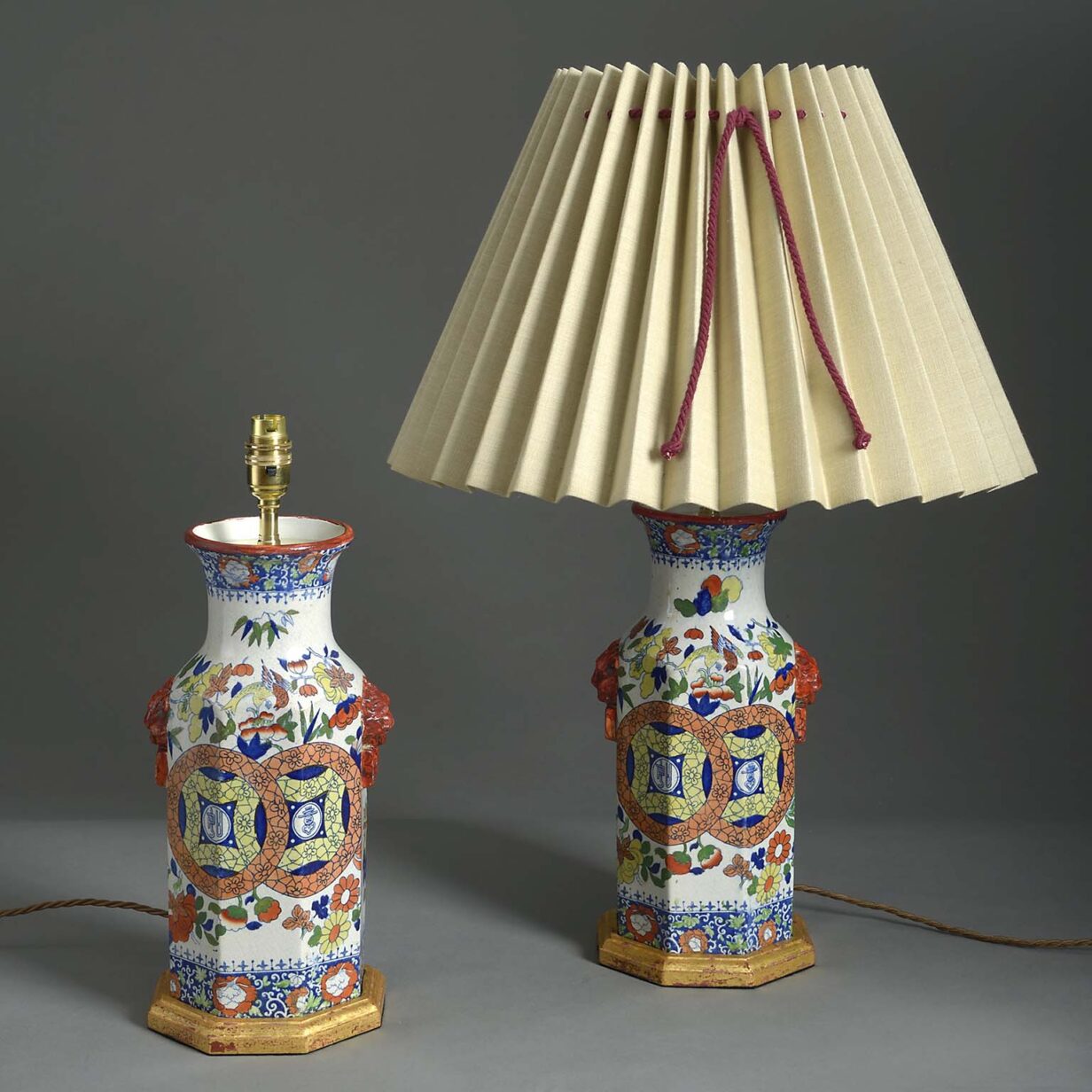 Pair of ironstone lamps