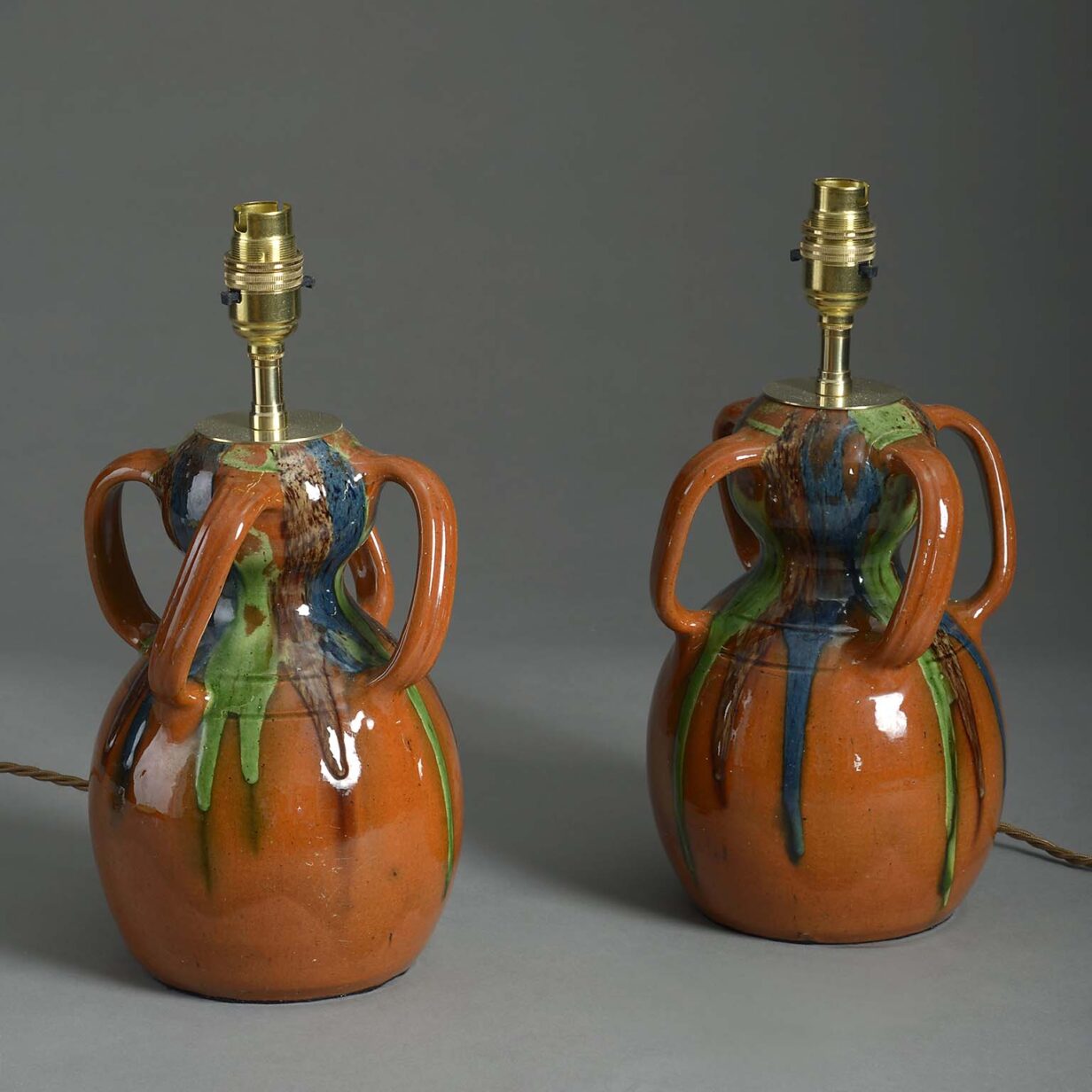 Pair of pottery lamps