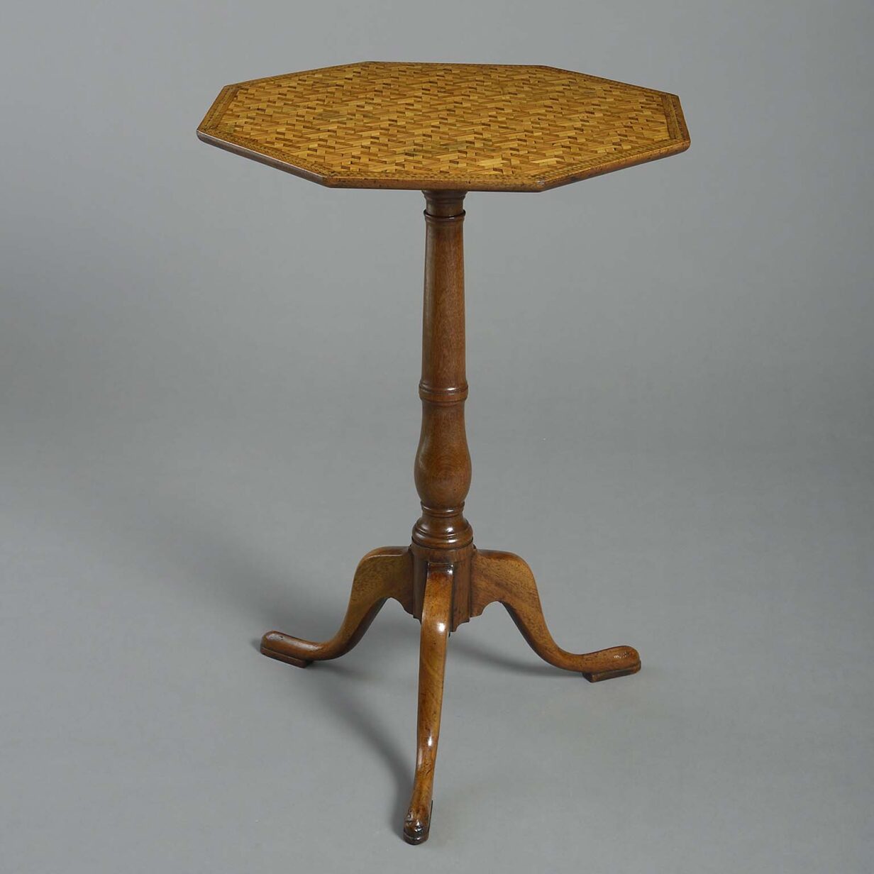 Parquetry tripod table