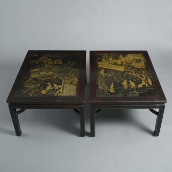 Pair of 19th century black lacquer low tables