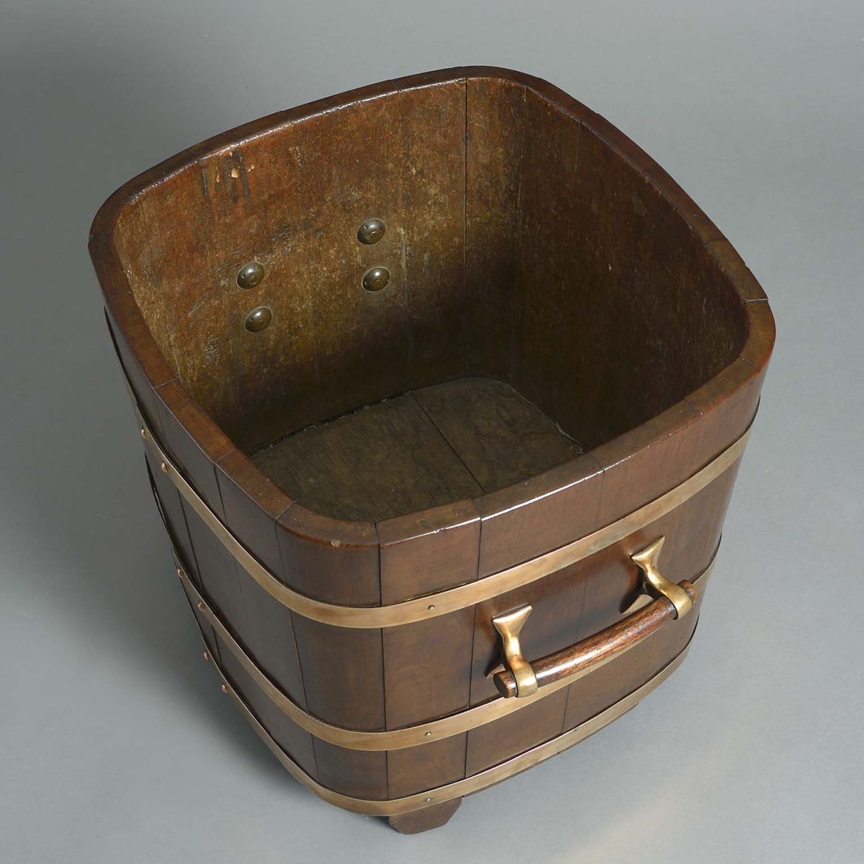 Early 20th century mahogany and copper log basket