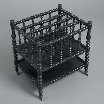 19th century victorian period ebonised bobbin turned canterbury 6 Bobbin turned canterbury