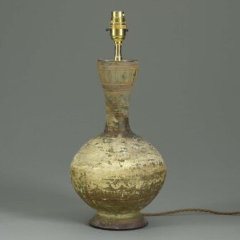 Late 19th century moorish pottery vase lamp