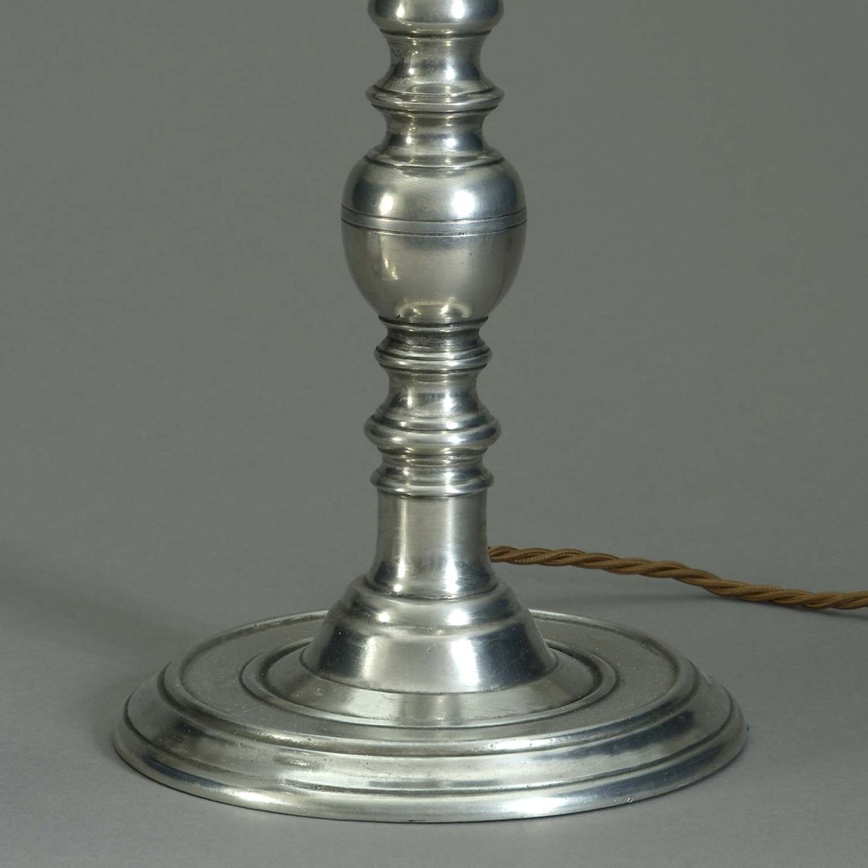 Pair of pewter lamps
