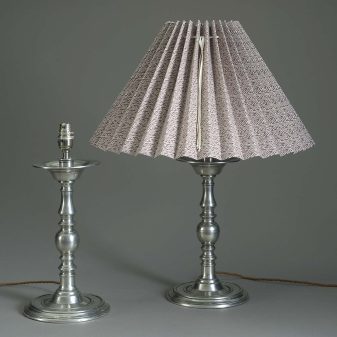 Pair of pewter lamps