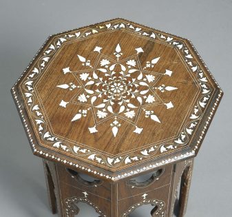 19th century hoshiarpur octagonal inlaid occasional table