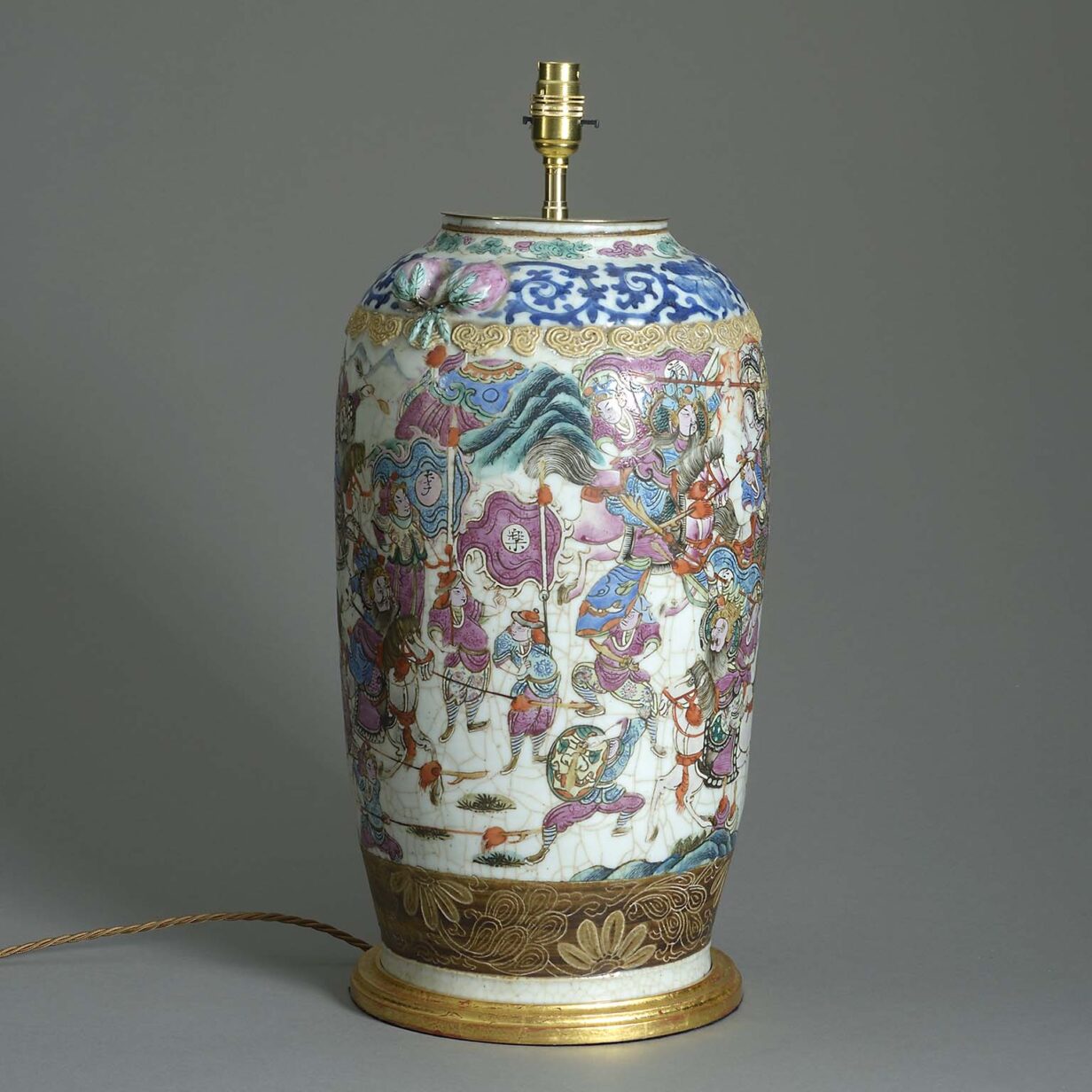 Pair of 19th century famille rose porcelain jar lamps