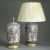 Pair of famille rose lamps