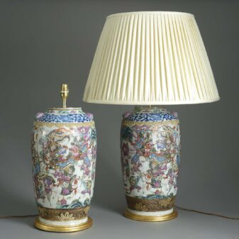 Pair of Famille Rose Lamps