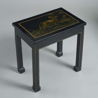 Pair of black lacquer low end tables