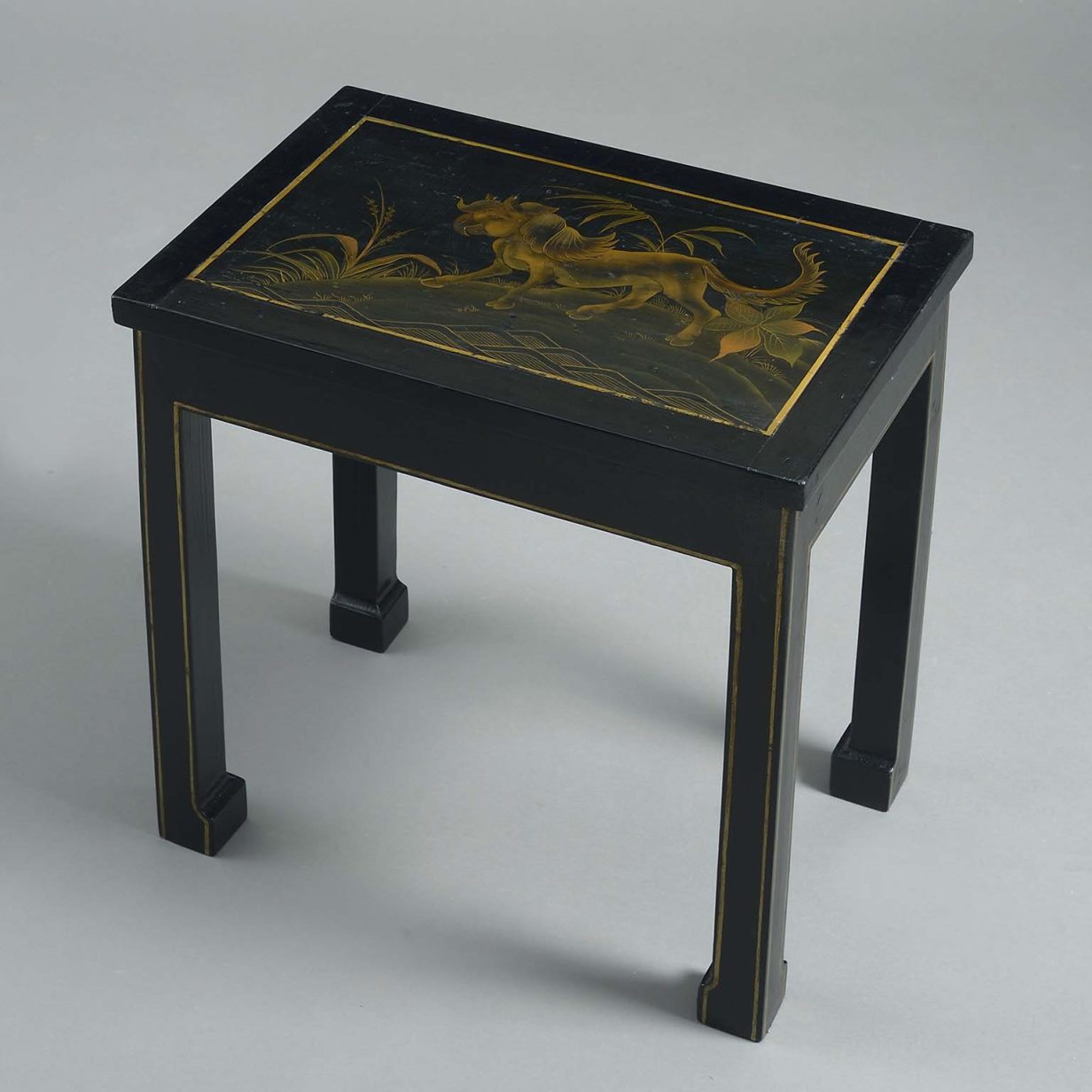 Pair of black lacquer low end tables