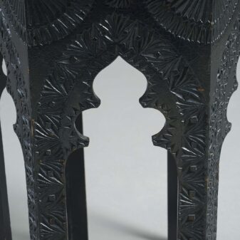 19th century carved and ebonised moorish hexagonal low table