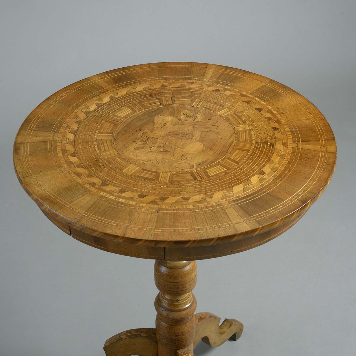 19th century sorrento inlaid walnut occasional table