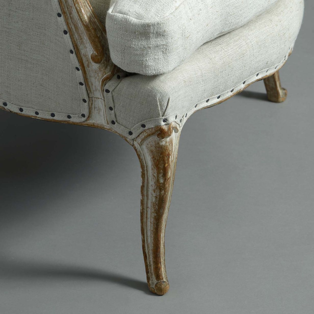 Mid-18th century louis xv period rococo period painted bérgère armchair