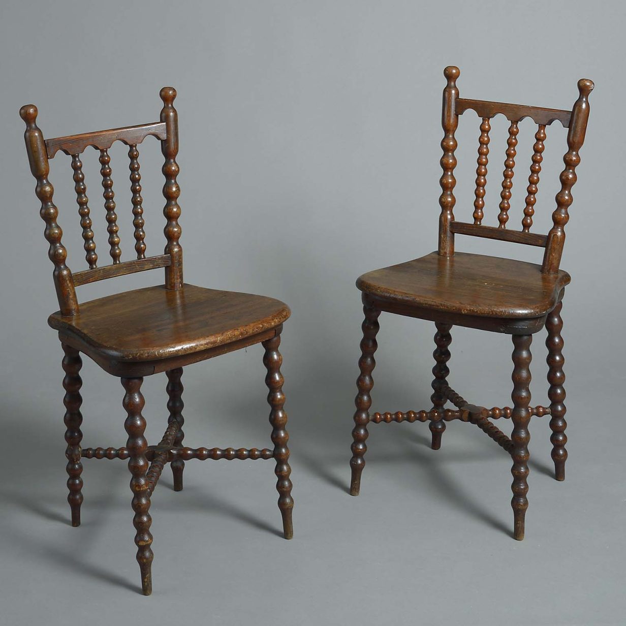 Pair of bobbin chairs
