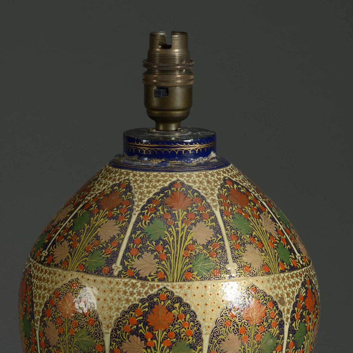Early 20th century kashmiri lacquer table lamp