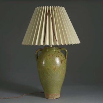 Green Glazed Pottery Vase Lamp