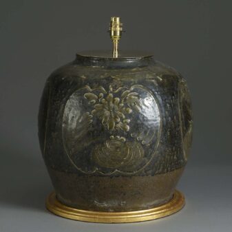 Large 19th century chinese pottery vase lamp