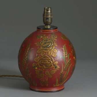 Early 20th century bulbous kashmiri lacquer vase lamp