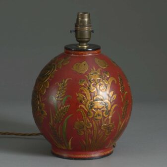 Red lacquer chinoiserie lacquer lamp
