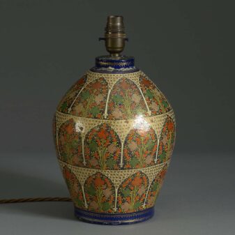 Early 20th century kashmiri lacquer table lamp