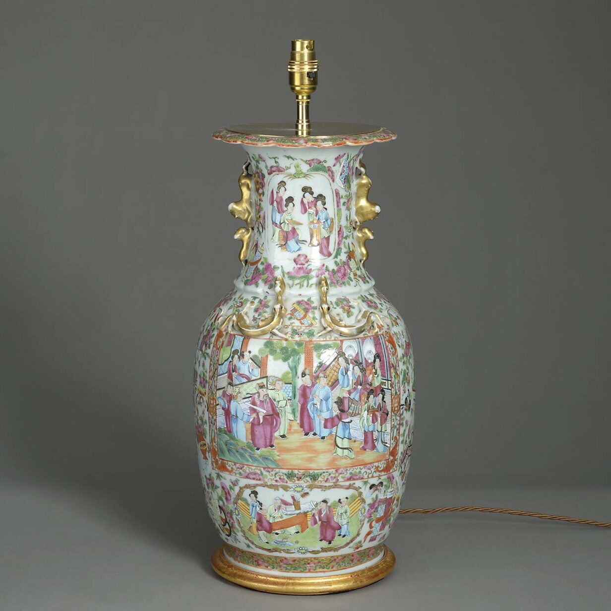 Matched pair of 19th century canton porcelain vases as lamps