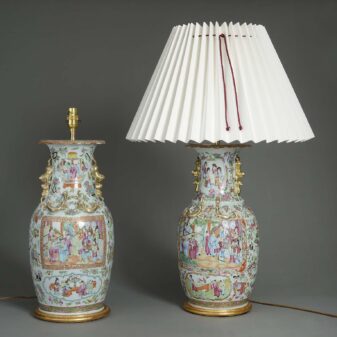 Pair of Canton Porcelain Vase Lamps