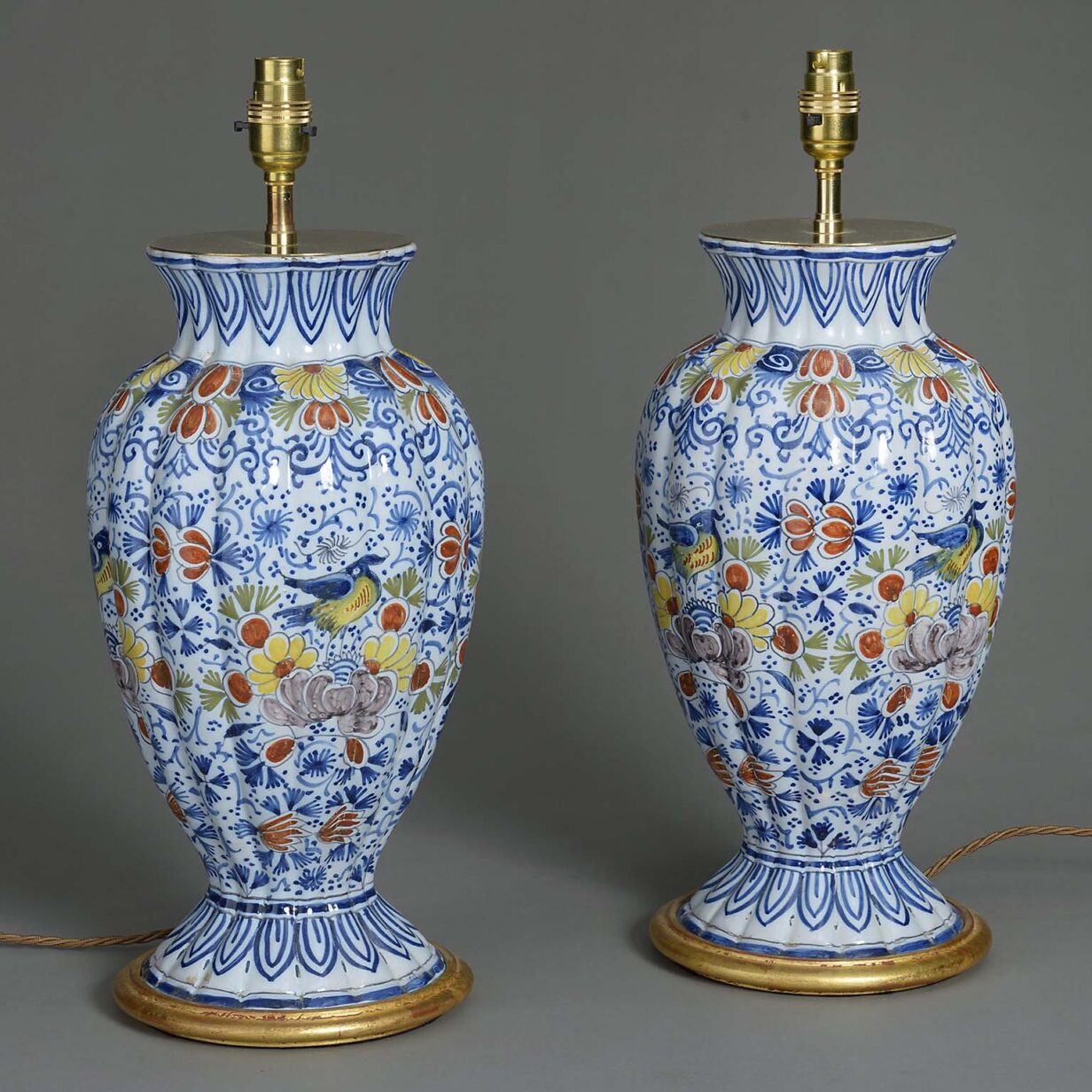 Pair of faience vase lamps