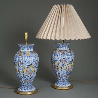 Pair of Faience Vase Lamps
