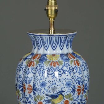 Pair of late 19th century faience pottery vase lamps