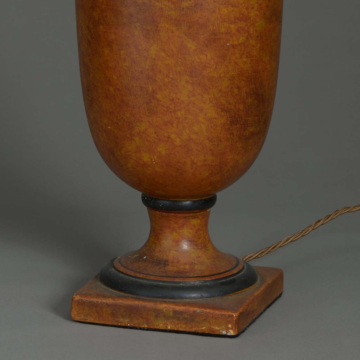 Pair of tole urn lamps