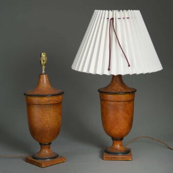 Pair of tole urn lamps