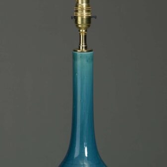 Pair of turquoise bottle vase lamps