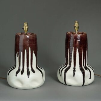 Pair of slop glazed lamps