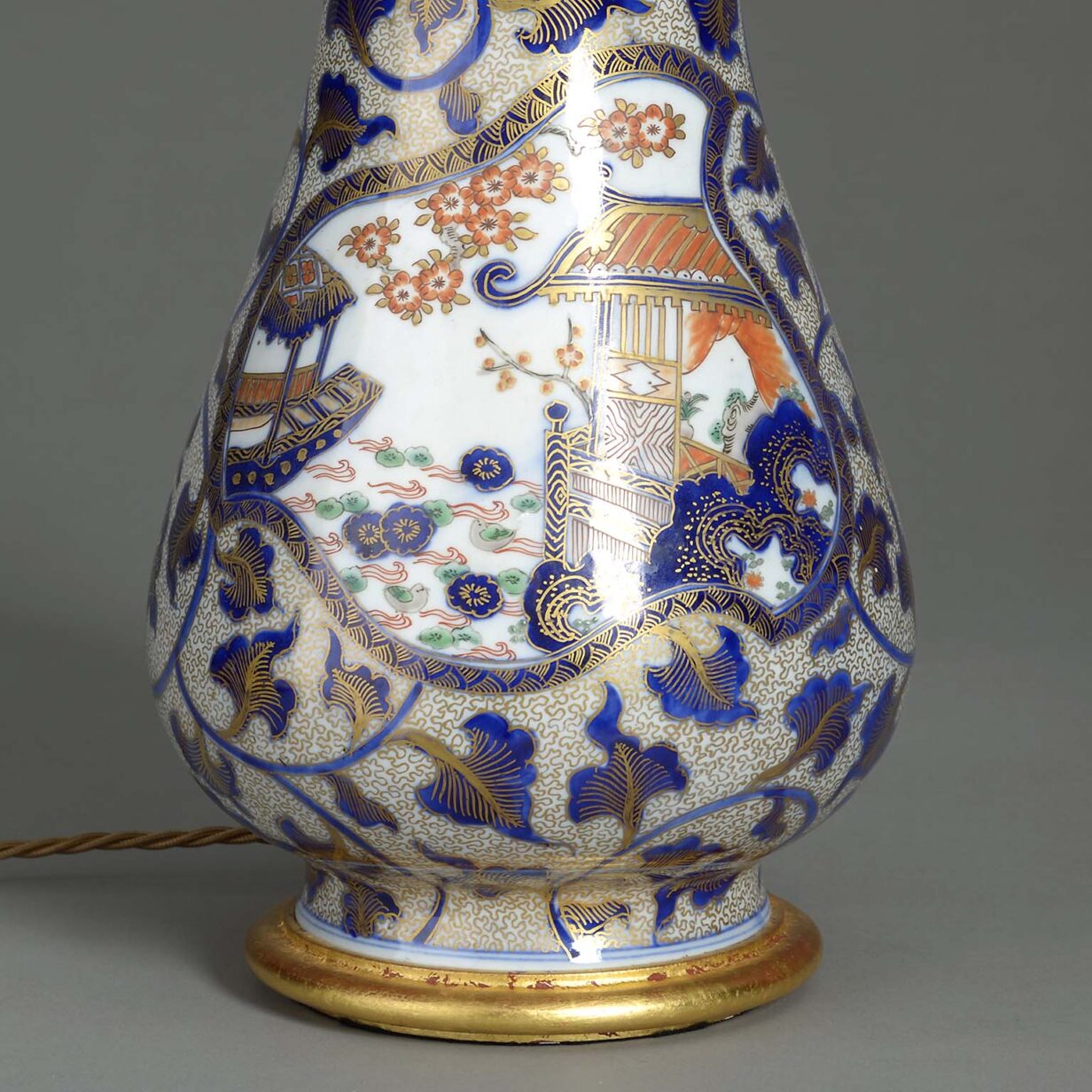Pair of samson imari porcelain vase lamps