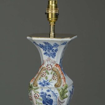 Pair of polychrome delft vase lamps
