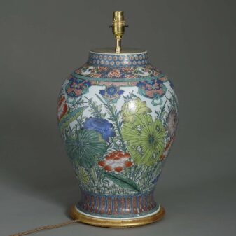 20th century famille verte porcelain chinese export vase lamp