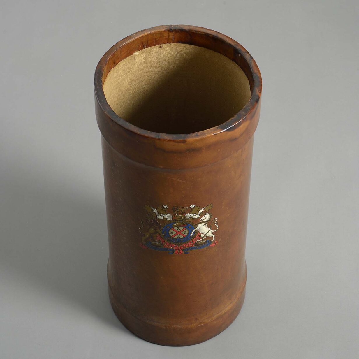 19th century leather shell case umbrella stand
