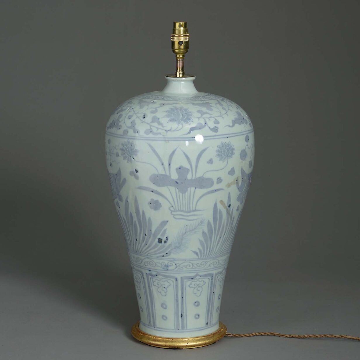 Chinese blue glazed vase lamp