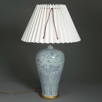 Chinese Blue Glazed Vase Lamp