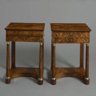 Pair of early 19th century empire period mahogany bedside tables