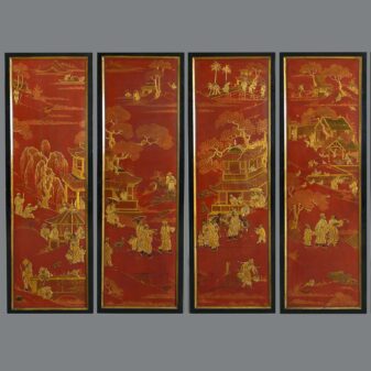 Four Red Lacquer Panels